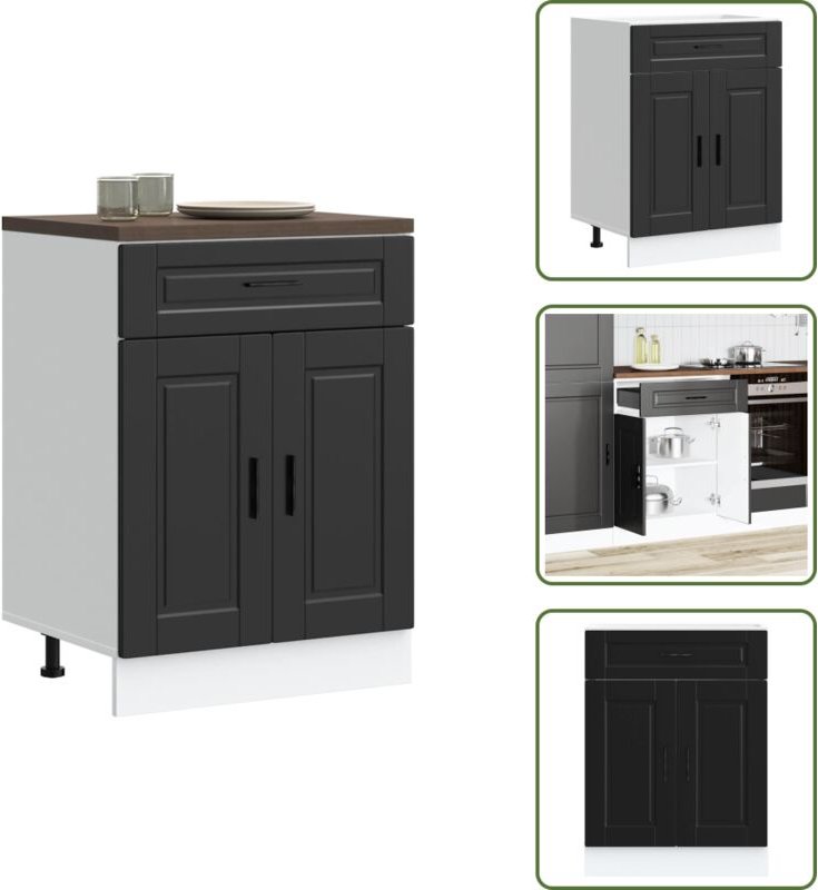 Küchenunterschrank Porto Schwarz Holzwerkstoff - Küchenunterschrank - Küchenunterschränke - Spülenunterschrank - Untersc...