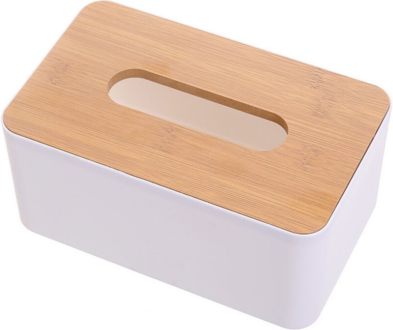 Linghhang - Weiß) Taschentuchbox aus Holz, 21 x 13 x 9 cm, Kunststoff, rechteckig, für Esszimmer, Büro, Auto, Badezimmer
