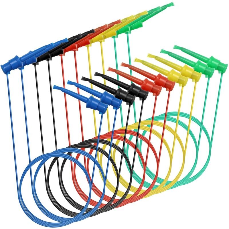 Dolaso - 10 Stück Multimeter-Testkabel mit zwei Prüfhaken, 5 Farben, flexible Prüfkabel aus Silikon für Elektronik, Komp...
