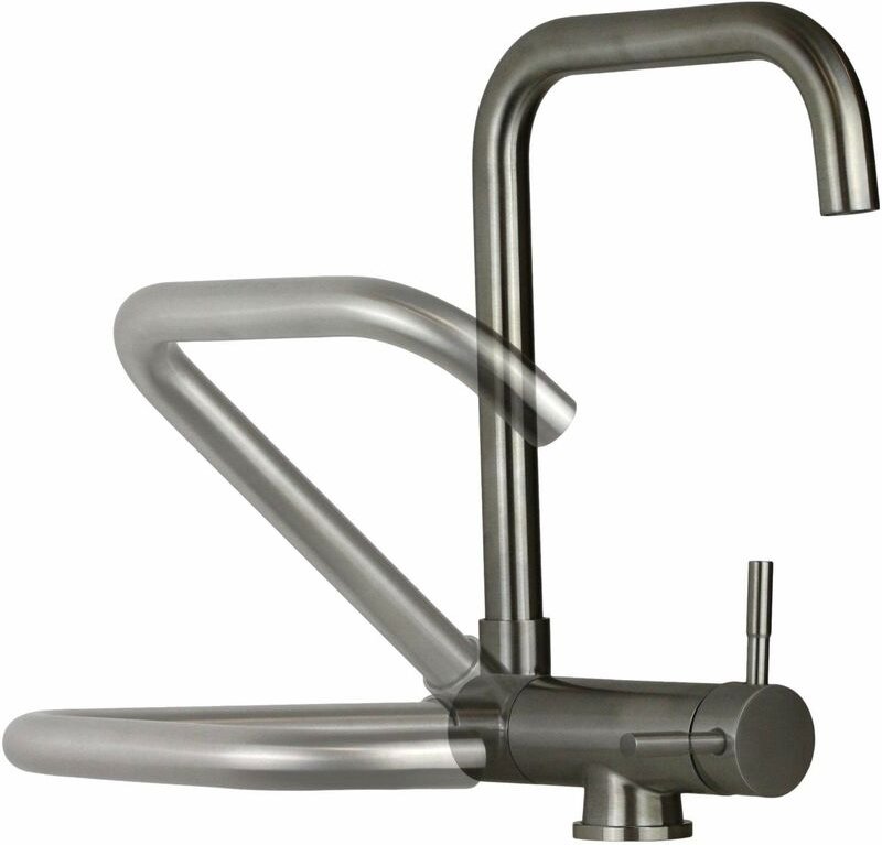 Pollini Acqua Design - Küchenspülenmischer, Unterfenstermodell in der Farbe gebürsteter Stahl Pollini low MXKWAV003NS ed...