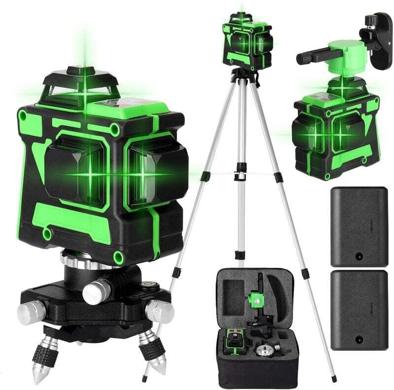 12-Linien-3D-Laser-Nivelliergerät, selbstnivellierende vertikale und horizontale Linien mit 1,2 m 3-fach höhenverstellba...