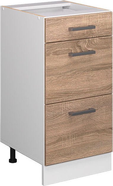 Unterschrank R-Line, Sonoma, 40 cm mit Schubladen, ohne Arbeitsplatte, Vicco