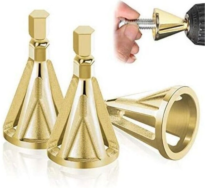 YMYNY 3-teiliges externes Entgratungsfasenwerkzeug, Sechskant und Dreieck, zum Entfernen von Graten, Entgraten für Bohre...