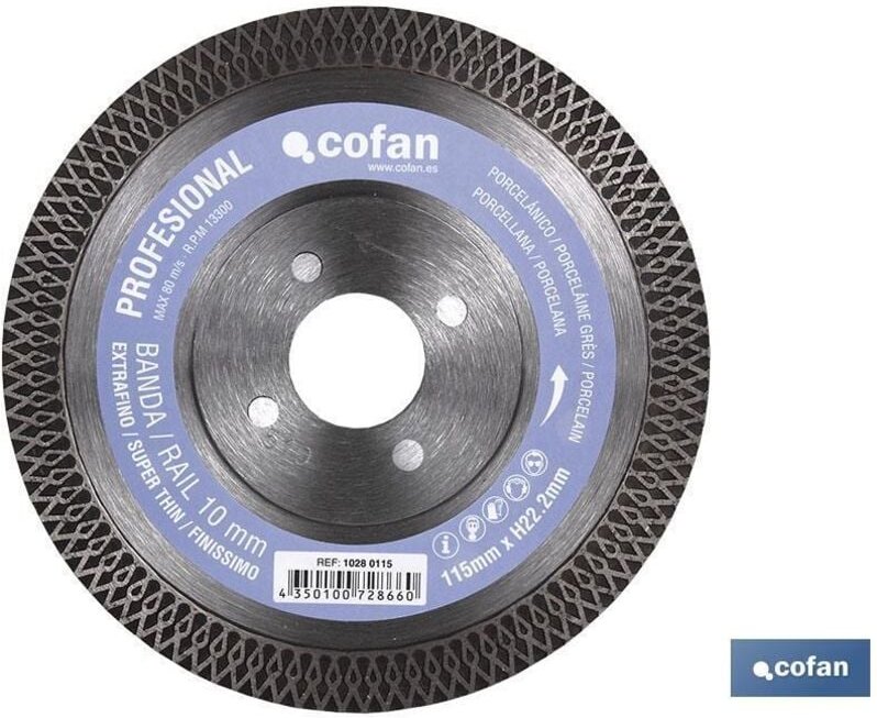 Extradünne Porzellan-Diamantscheibe H-10 mm, 115 mm