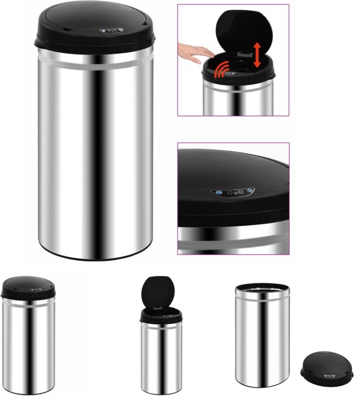Thumbnail - Prolenta Premium - The Living Store Automatischer Sensor-Mülleimer 50 l Edelstahl - Mülltonnen & Abfalleimer - Silber