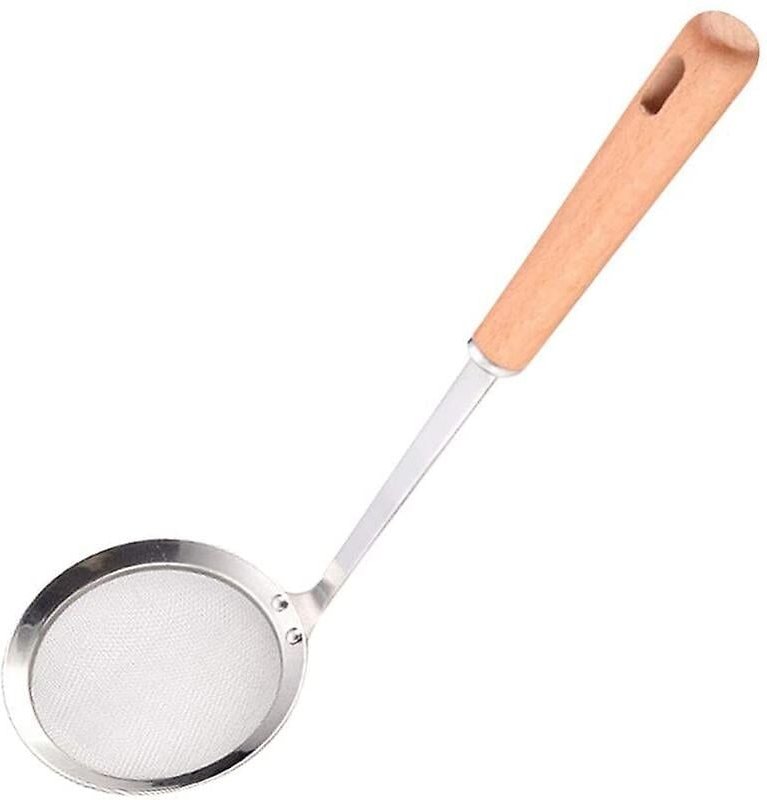 Lfilterlöffel, feinmaschiger Filter mit Holzgriff für die Küche, zum Braten und Schäumen in der Küche