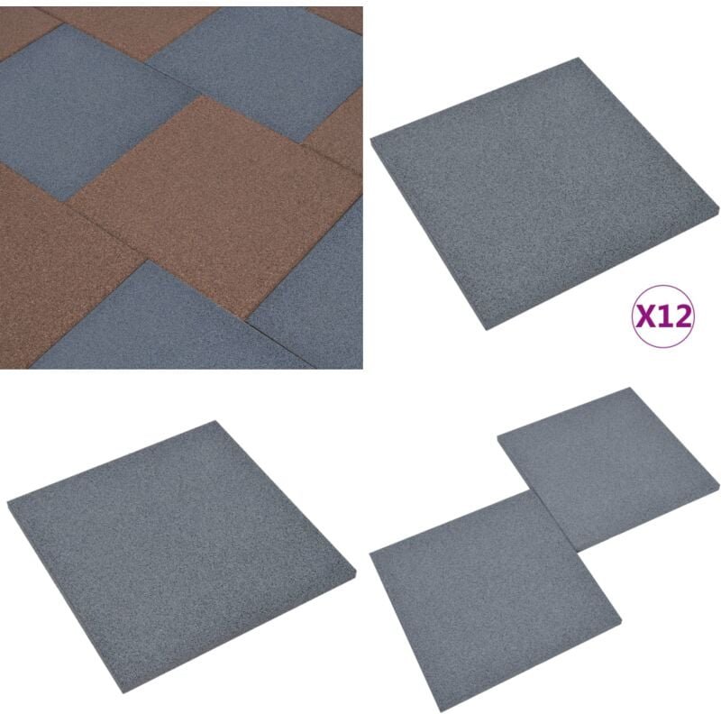 Fallschutzmatten 12 Stk. Gummi 50x50x3 cm Grau - Fallschutzmatte - Gummigummi - Gartenspielplatz - Kinderbereich - Rutsc...