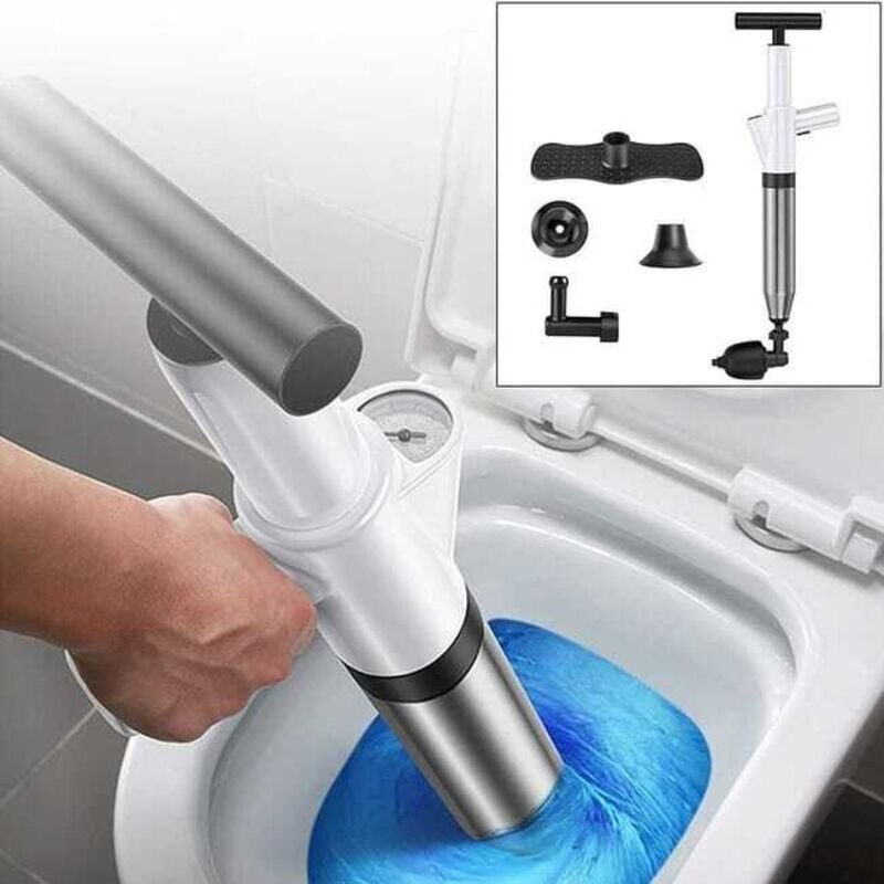Thumbnail - Hochdruck-Toilettenkolben mit 4 austauschbaren Köpfen, Toilettenpumpenkolben, Abflussreiniger (weiß)