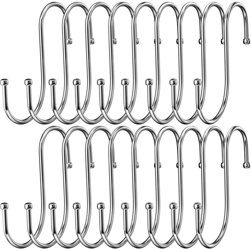 KZQ - Confezione da 18 ganci a s resistenti in acciaio inox, ganci a s bifacciali per appendere tazze, vestiti, pentole ...