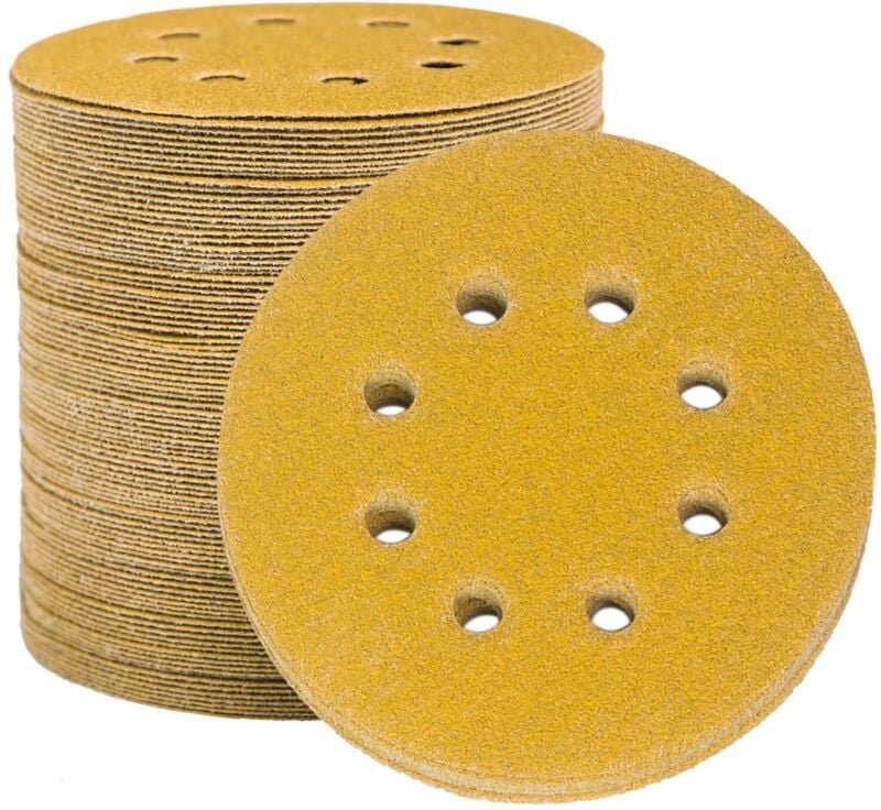 Schleifscheiben Schleifpapier 125 mm, 100 Schleifscheiben Schleifer Runde Schleifpads 8 Löcher Körnung 100 zum Schleifen...