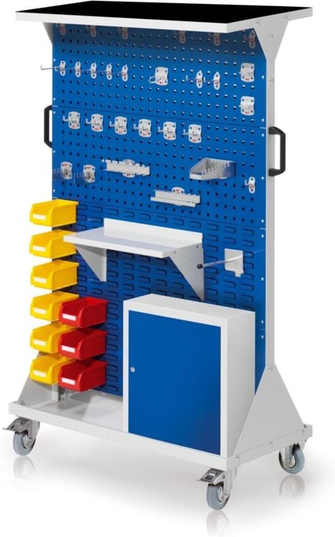 Kappes RasterMobil® mobiler Arbeitsplatzschrank Größe 4 1580x1000x500mm 4x Lochplatte 4x Schlitzplatte mit Auflageboden ...