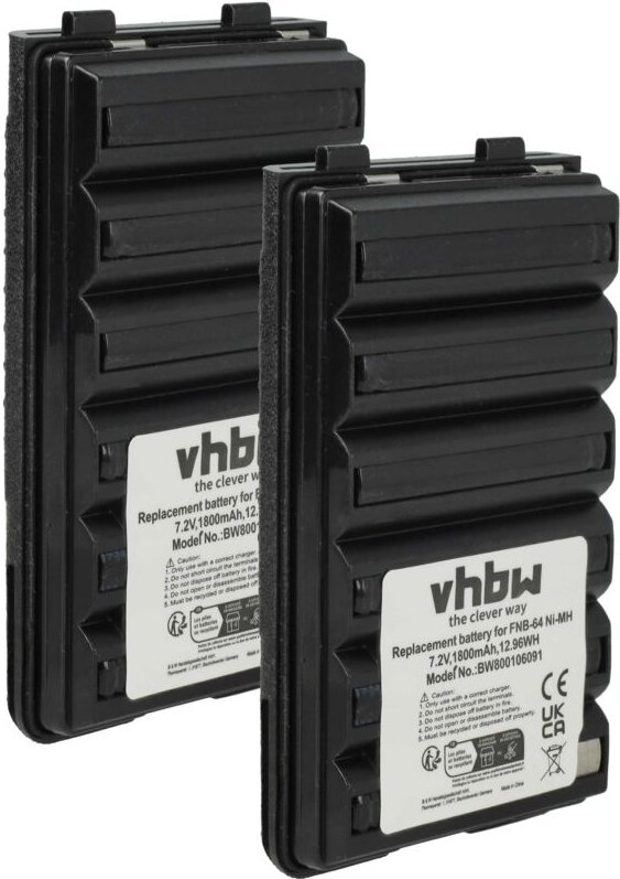 vhbw 2x Akku Ersatz für Yaesu / Vertex FNB-64H, FNB-57, FNB-64, FNB-83, AAJ66X001, FNB-83H für Funkgerät, Walkie Talkie ...