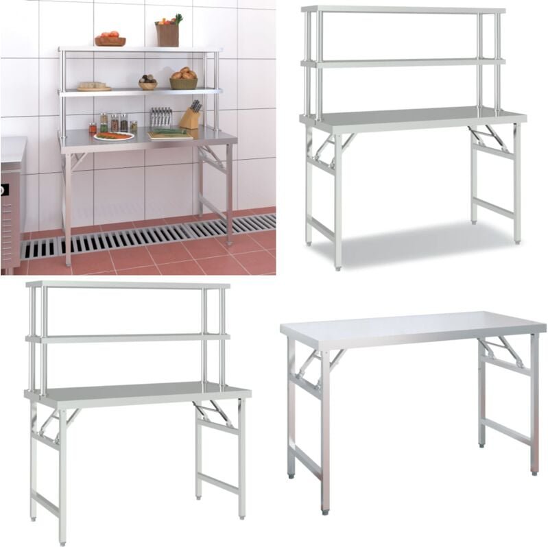 Küchen-Arbeitstisch mit Aufsatzboard 120x60x145 cm Edelstahl - Küchen-Arbeitstisch - Küchen-Arbeitstische - Home & Livin...