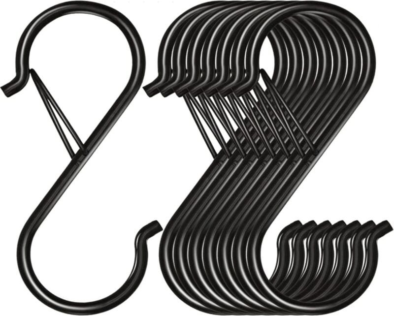 S-Haken aus Metall mit Fallschutzsystem, 8 Stück, zum Aufhängen von Pflanzen, Töpfen und Tassen, zum Aufhängen von Tasch...