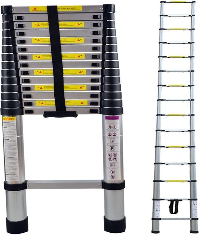 Teleskopische Leiter, Mehrzweckleiter Klappleiter Ausziehbar Aluminium Tragbar Zusammenklappbar - 4.7M
