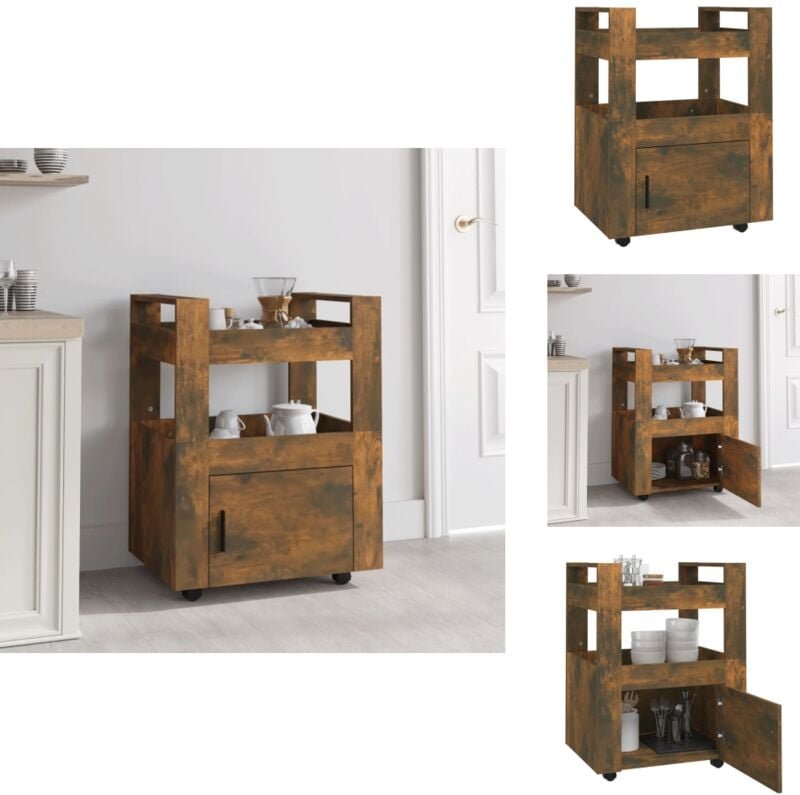 Küchenwagen Räuchereiche 60x45x80 cm Holzwerkstoff - Küchenwagen - Holzwerkstoff - Kücheninsel - Küchentisch - Regal