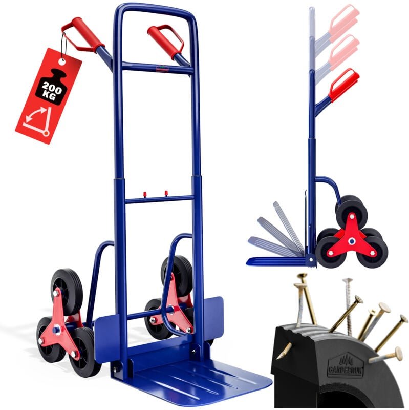 Treppenkarre klappbar bis 200kg Hartgummireifen Haltegriffe Sackkarre Transportkarre Stapelkarre Wagen