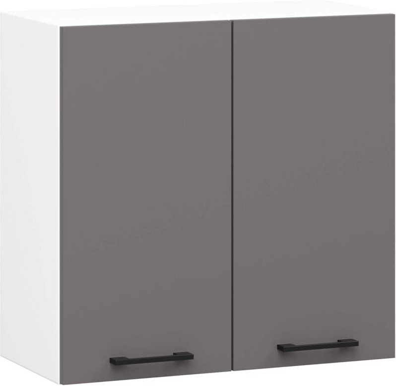Hängeschrank Küchenschrank Akord oliwia modular W60 Weiß 60 cm 2 Türen 2 Ebenen Front Graphitgrau B60 x H58 x T30 cm