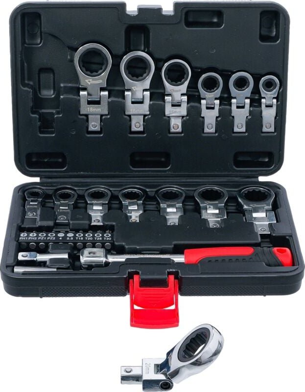 Einsteck-Ratschenring-Schlüssel- und Bit-Satz 6 - 20 mm 27-tlg.