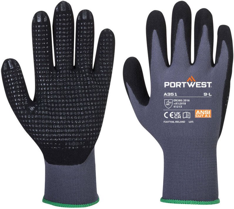 DermiFlex Plus Handschuhe Grau/Schwarz 2XL – Größe 11