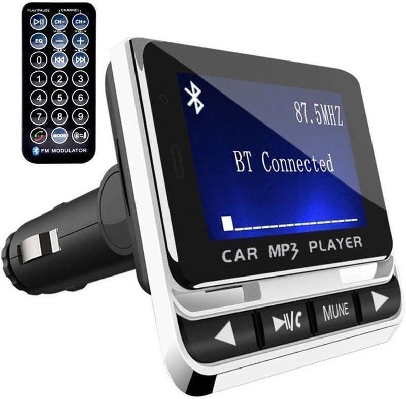 Auto-FM-Modulator, Bluetooth 5.0, 1,4-Zoll-Display, Fernbedienung, Buchse, USB, Micro SD, kompatibel mit Android und iOS...