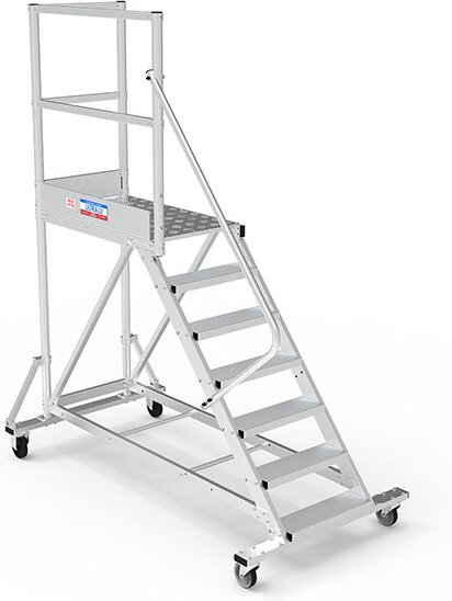 Mobile Plattform mit Geländer links und hinten - Maximale Arbeitshöhe 4.00m - PTF110G