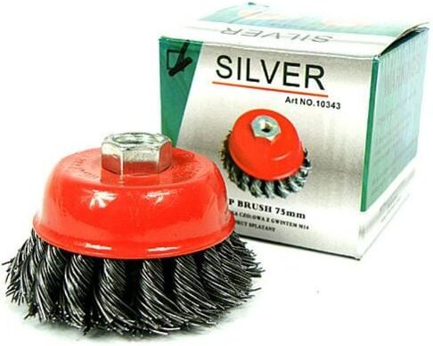 Szczotka druciana doczołowa z gwintem drut skręcany 75mm 10343