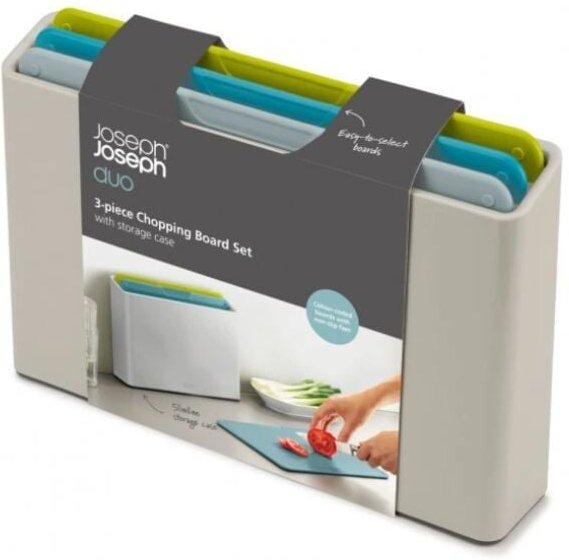Schneidebrett-Set JosephJoseph Joseph Duo mit Etui, 3-teilig, rutschfest, spülmaschinenfest, für Fleisch, Gemüse und Bro...