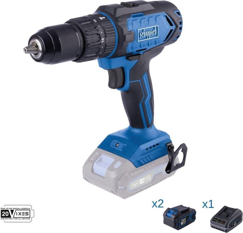 Akkuschrauber 20V 2 Akkus 4.0Ah und Ladegerat ixes Scheppach c-cd45-x