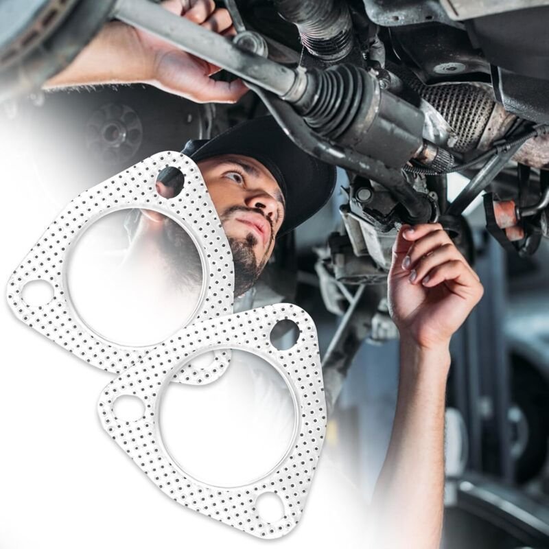 CSPARKV 2-teilige Auspuffdichtung, 63,5 mm, 3-Schrauben-Auspuffrohrdichtung, Krümmer, Schalldämpfer, Katalysatordichtung...