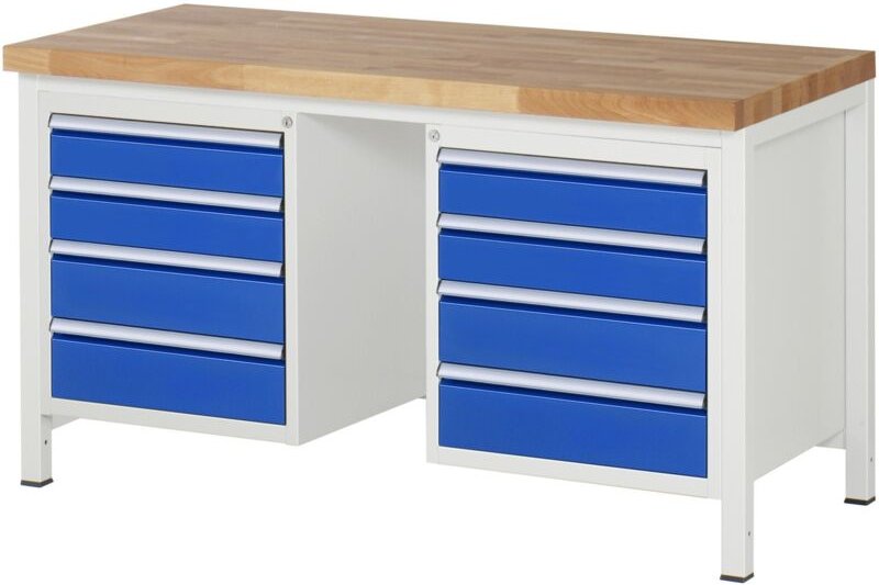 Werkbank höhenverstellbar 8181A1, B1500xT700xH840-1040mm, 8x Schublade-TA - RAU