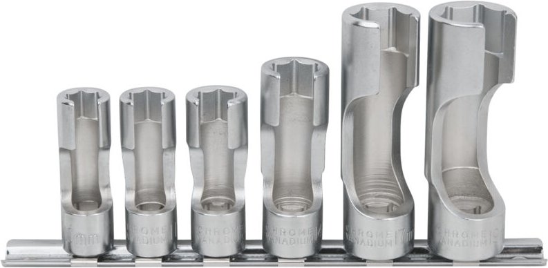 Schiene mit 6 aufgeschnittenen Nüssen, 6 Köpfe, 3/8"