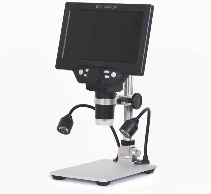 Kingso - Digital Mikroskop 1200x 7'' 12MP 8LED hd 1080P lcd Microscope Kamera mit Stand Eingebauter Lithium-Akku