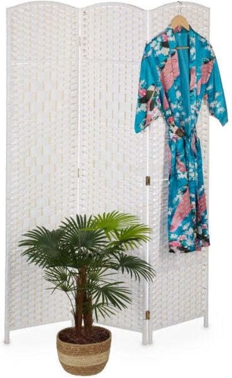 3 panel folding screen white