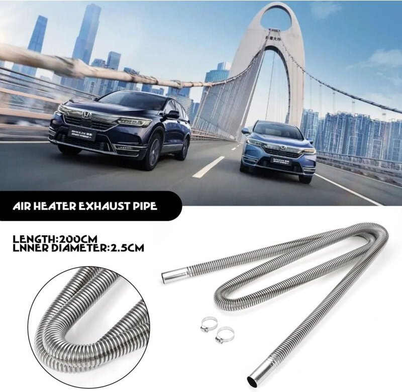 Thumbnail - Fitags - Edelstahl-Auspuffrohr, Standheizung, flexibles Auspuffrohr fürs Auto Auch für Küchenabluft geeignet (d: 2,5 cm,...
