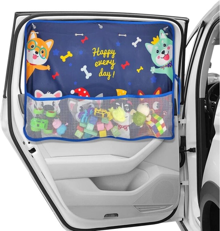Sonnenschutz für Baby-Autofenster, 1 Packung, Sonnenschutz für Baby-Auto mit Netz-Aufbewahrungstasche und 7 Saugnäpfen, ...