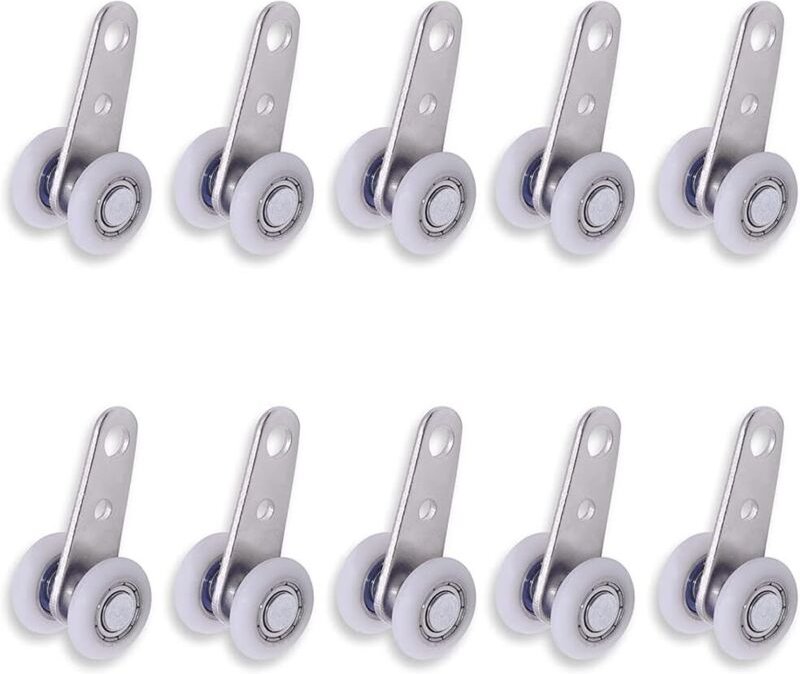 10 Stück 49 x 22 mm Metallrollen mit 2 Stück Kunststoffrädern für Schiebetüren von Schränken