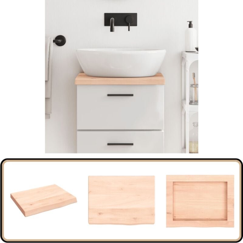 Waschtischplatte 40x30x(2-4) cm Massivholz Unbehandelt - Waschtischplatte - Eiche - Holzarbeitsplatte - Badrenovierung -...