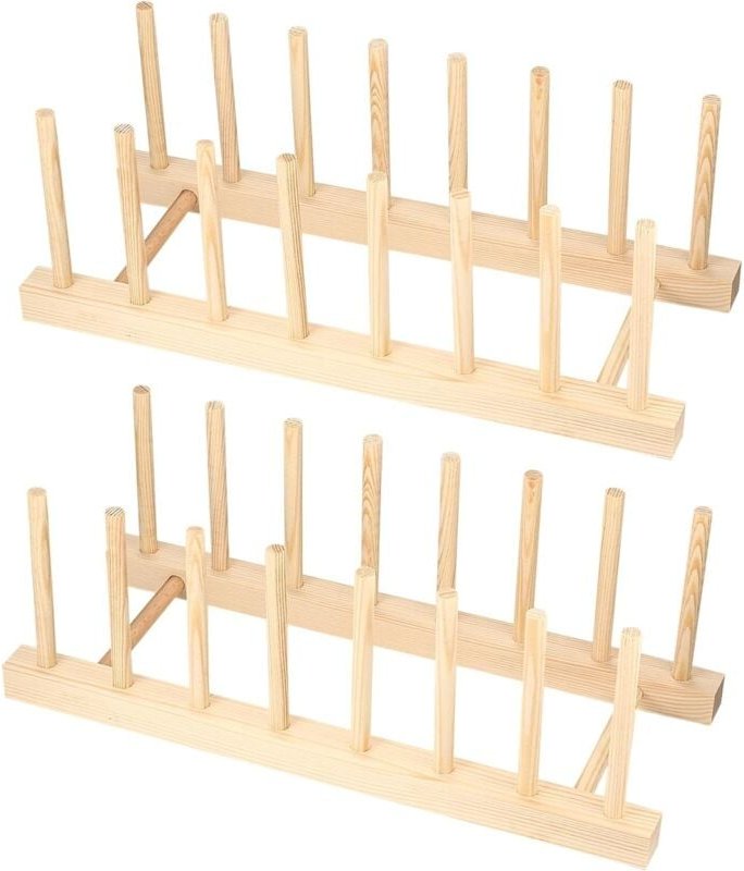 Tellerständer aus Holz, Abtropfgestell aus Holz, Küchenkorb für Tassen, Geschirr, Abtropfgestelle für Bücher, CDs