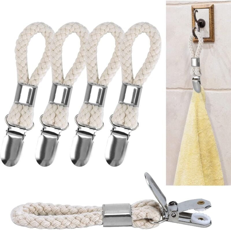 Thumbnail - Ahlsen - 5er-Pack Geschirrtuch-Hängeklammern, Metall-Küchenhandtuchklammern mit Aufhängeschlaufe, Stoffhaken für Zuhause...