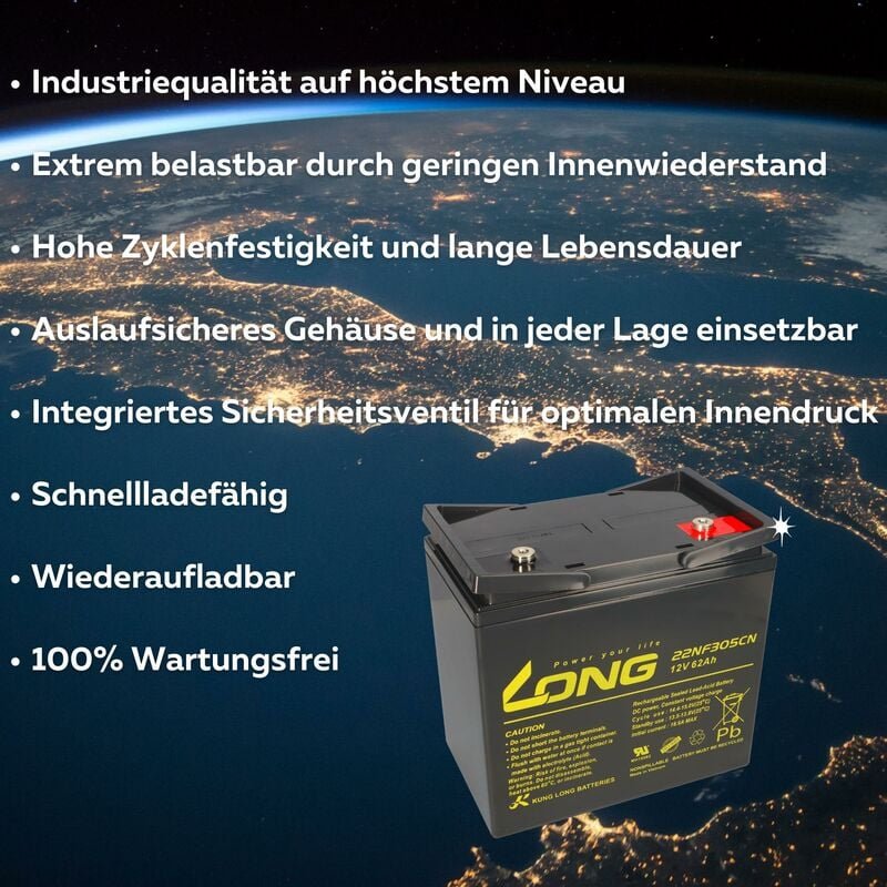 Verschiedene - Ersatzakku kompatibel ads Mobility Model 14 24V 2x12V 62Ah