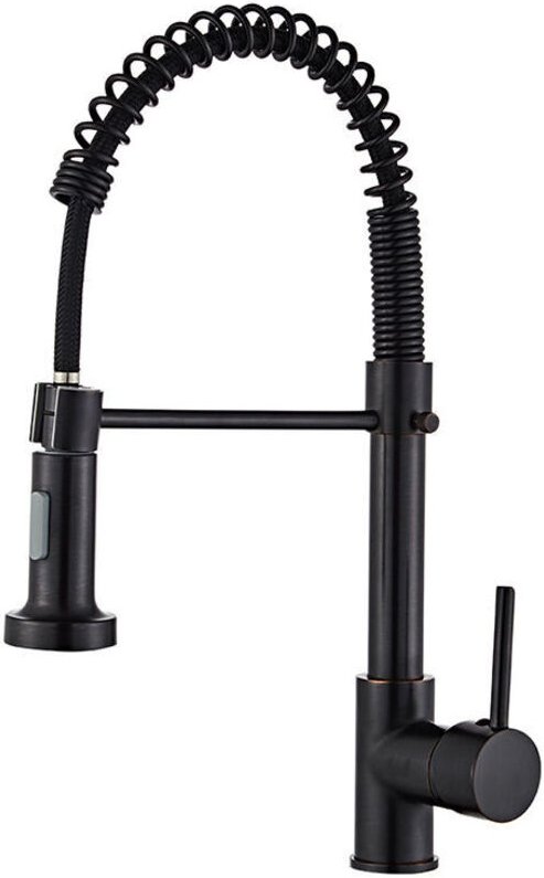 Messing-Einhebelmischer mit drehbarem Einhebel-Einhebelmischer für Küche und Bad, mit schwarzem verzinktem Messinggehäus...