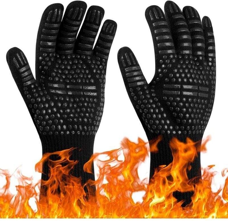 Paar Grillhandschuhe, Hitzebeständige Ofenhandschuhe Bis 800°C, Hitzebeständige und Rutschfeste Küchenhandschuhe, Hitzek...