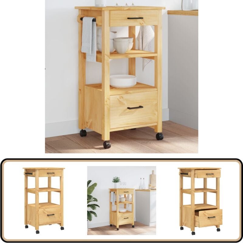 Küchenwagen MONZA 48x40x90 cm Massivholz Kiefer - Holz Küchenwagen - Küchenschrank - Vintage Möbel - Kücheninsel - Mobil...