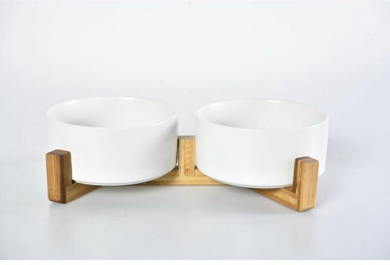 Buri - 6x Keramiknäpfe mit Holzrahmen Napf Schüssel Geschirr Küche Haushalt kochen top