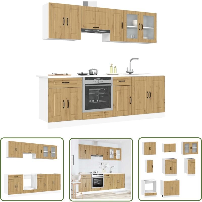 The Living Store - vidaXL 8-tlg. Küchenschrank-Set Kalmar Artisan-Eiche Holzwerkstoff