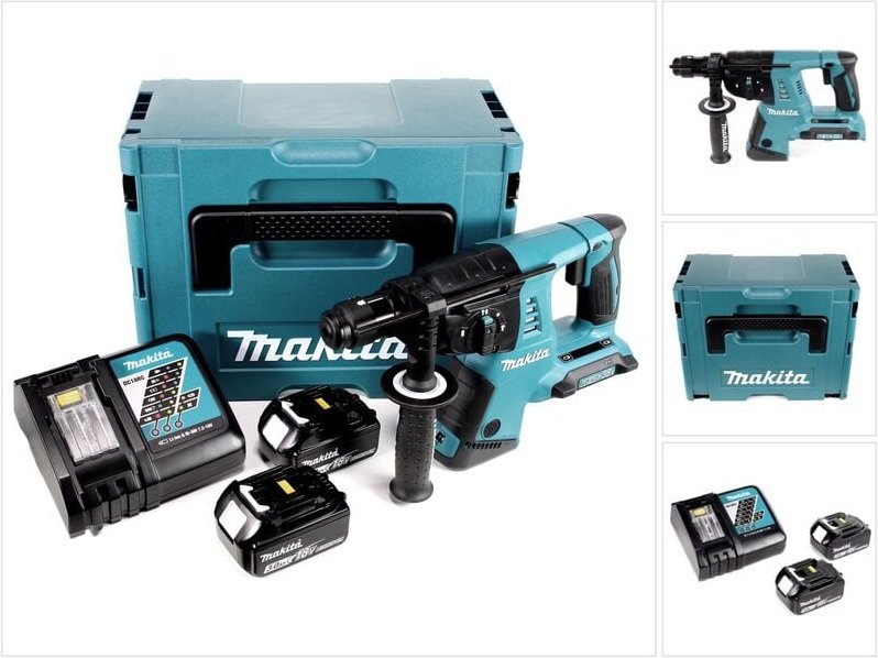 Makita - dhr 264 2 x 18 v / 36 v Li-Ion sds Plus Akku-Bohrhammer in Makpac 4 mit Einlage + 2x 3,0 Ah Akku + 1x Ladegerät