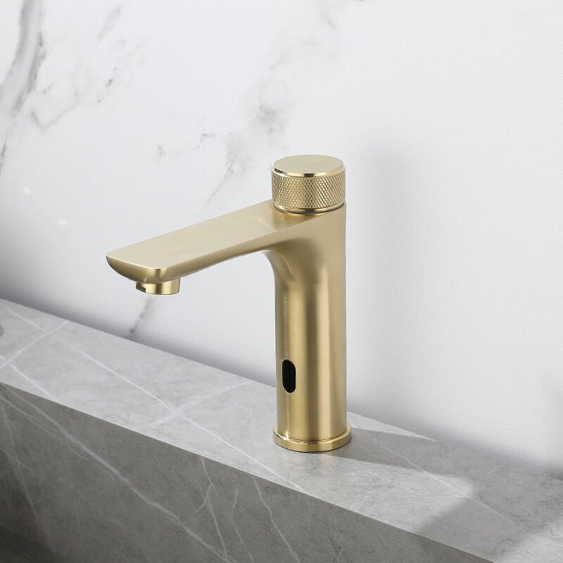 Aiperq - Automatischer berührungsloser Sensor-Waschbeckenhahn, schwarzer Waschtisch-Mischhahn, geeignet für Waschbecken,...