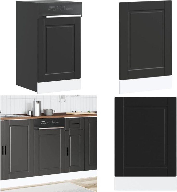 Geschirrspülerblende Porto Schwarz 45x1,5x67 cm Holzwerkstoff - Vidaxl