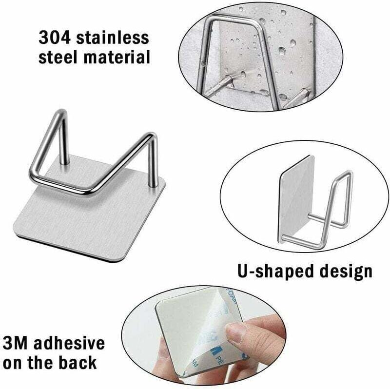 Ulisem4 Stück Spülbecken Schwammhalter, Küchenschwammhalter Klebeschwammhalter Spülbecken Schwammhaken Ohne Bohren Edels...